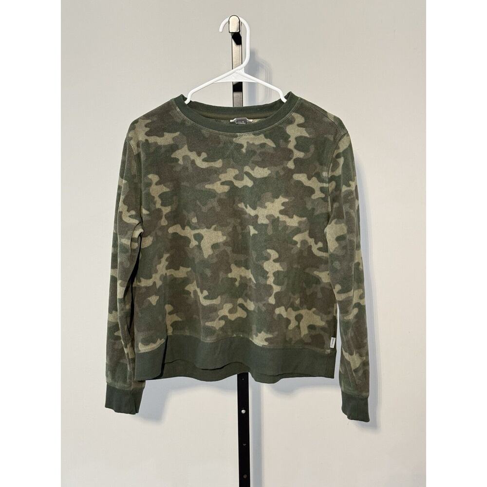 Eddie Bauer Sweatshirt Mens XL Green Camo Fleece Pullover